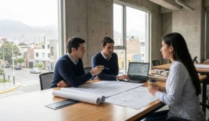 arquitectos diseñando planos de casas en Perú