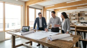 arquitectos trabajando proyecto arquitectónico casa Perú