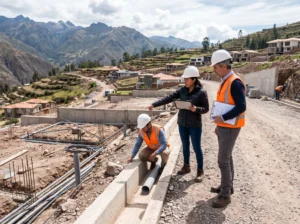 arquitectos evaluando servicios terreno Perú