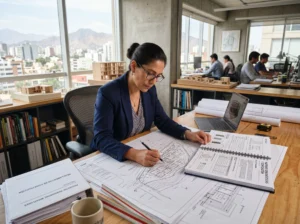 arquitecto revisando parámetros urbanísticos Perú