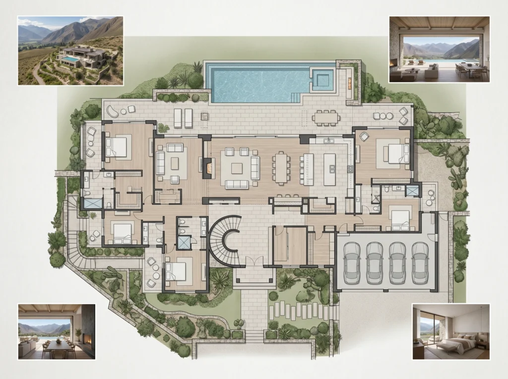 área techada Perú plano arquitectónico