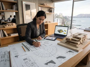 arquitecto diseñando iluminación natural casa Perú
