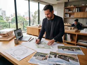 arquitecto analizando orientación casa Perú