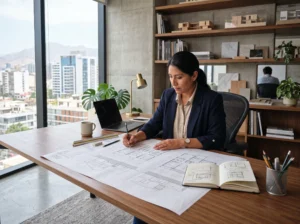 arquitecto diseñando distribución casa Perú