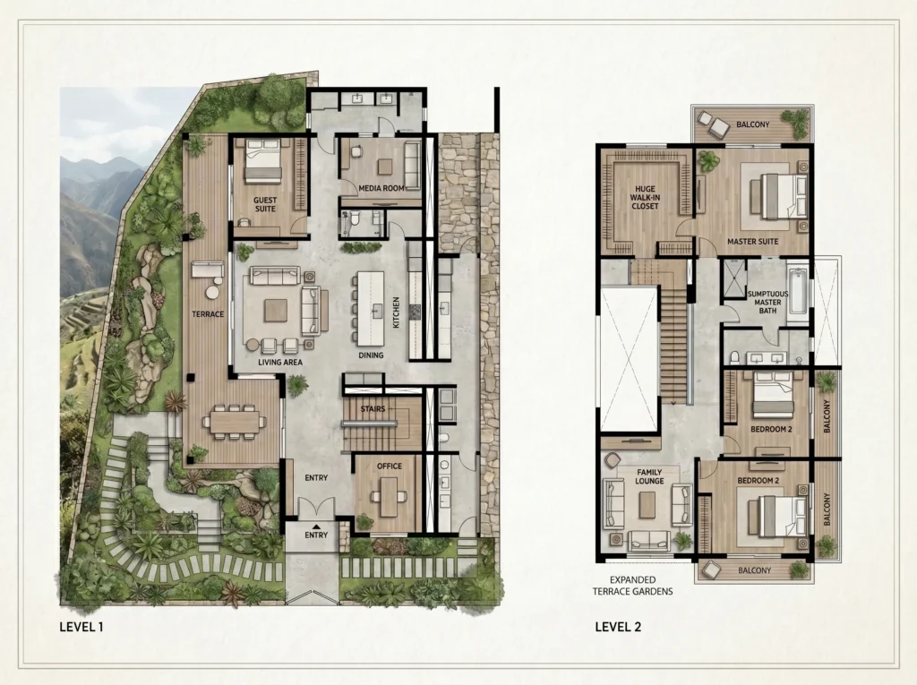 distribución casa Perú plano arquitectónico